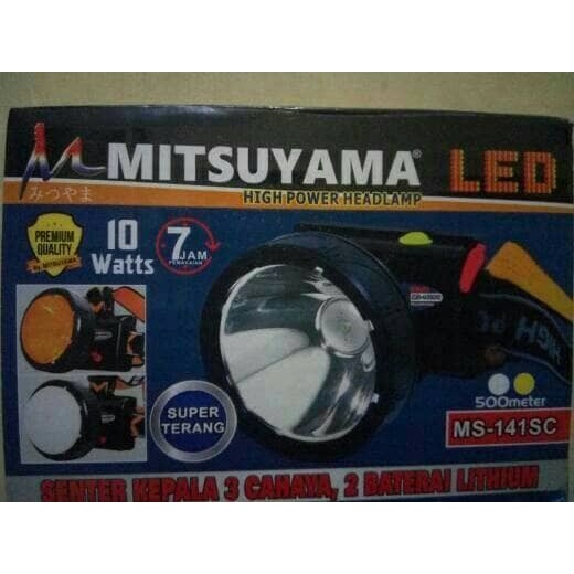 COD SENTER KEPALA BATERAI MITSUYAMA MS - 141 LED 10 WATT BONUS LENSA KUNING+BOHLAMP LAMPU