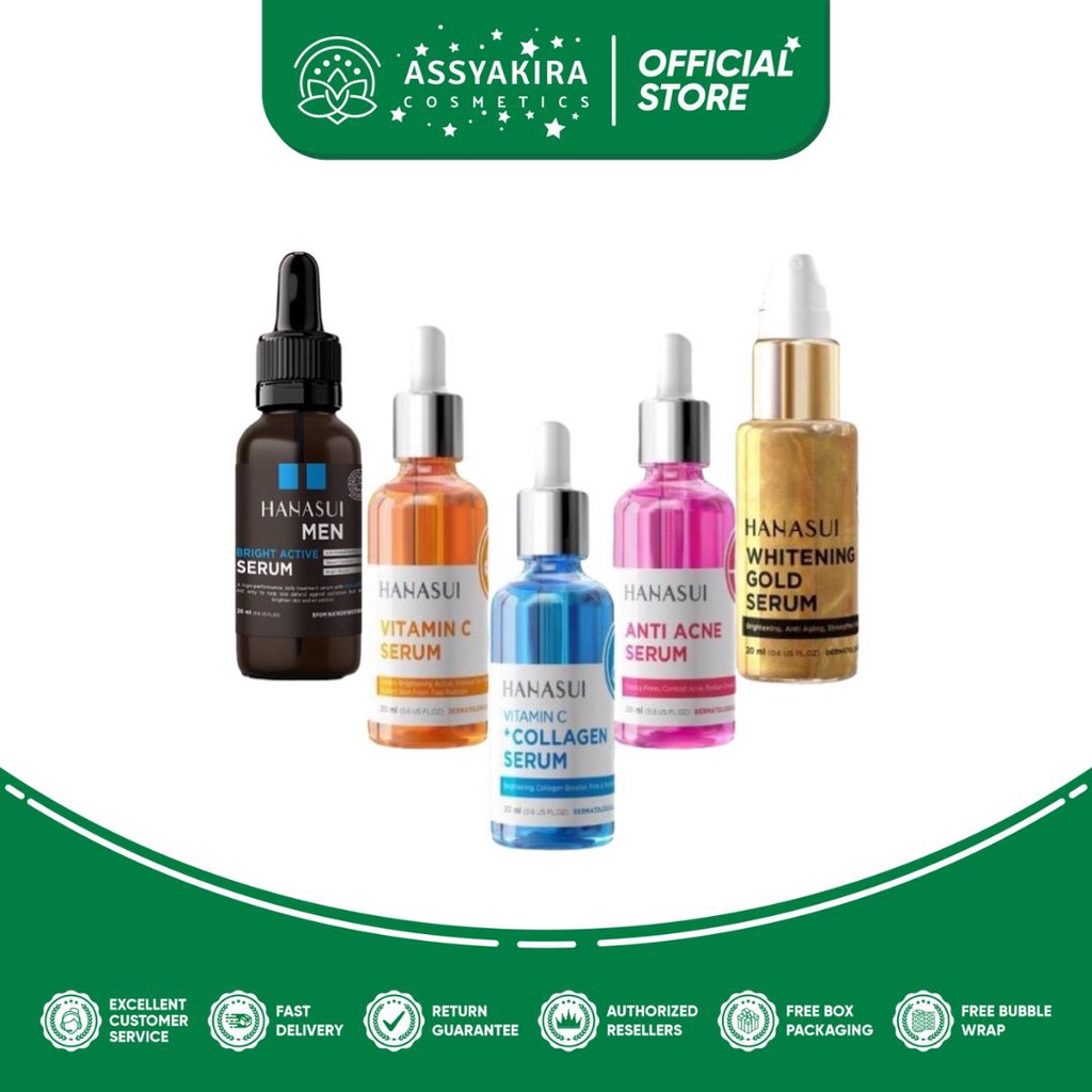 Hanasui Serum Vit C + Collagen | Serum Anti Acne | Serum Vitamin C | Whitening GOLD | BRIGHT | Hanasui Men Bright Active Serum