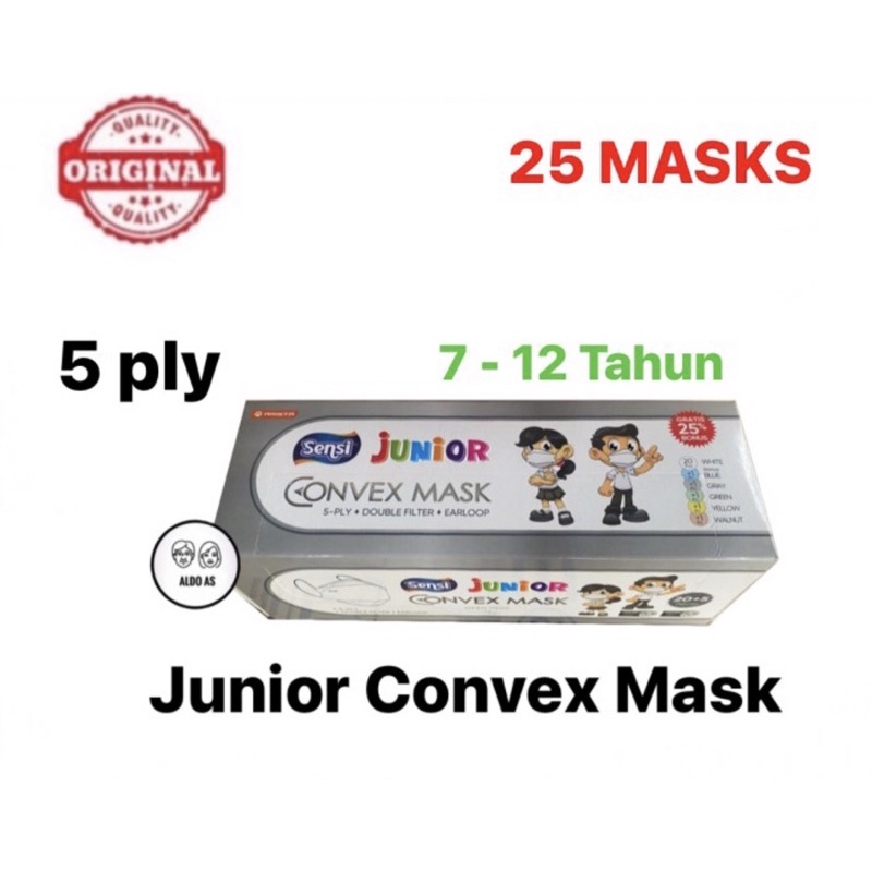 Sensi Convex Mask junior isi 25 Masker Sensi Convex anak 7-12 thn