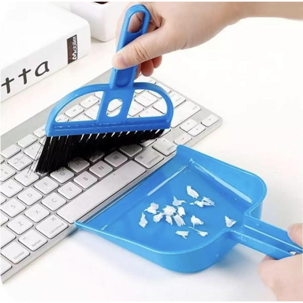 Mini Dustpan Sapu Set Mini Plastik / Mini Desktop Car Keyboard Brush Broom Dustpan Set