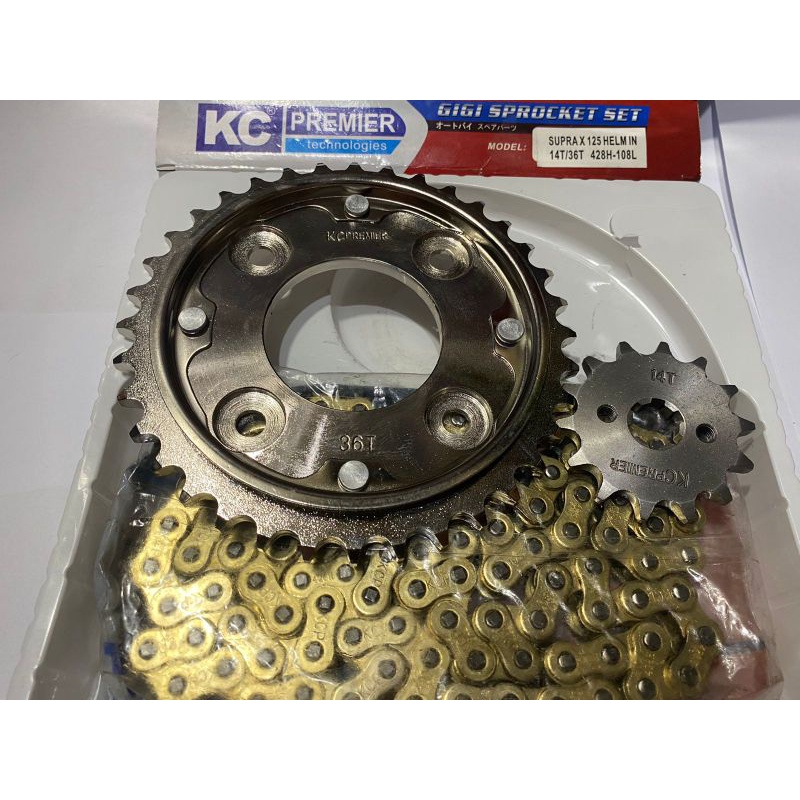 GEAR SET GOLD SERIES SUPRA X 125 HELM IN / GEAR PAKET SUPRA X 125 HELM IN GOLD SERIES 14T/36T 428H -