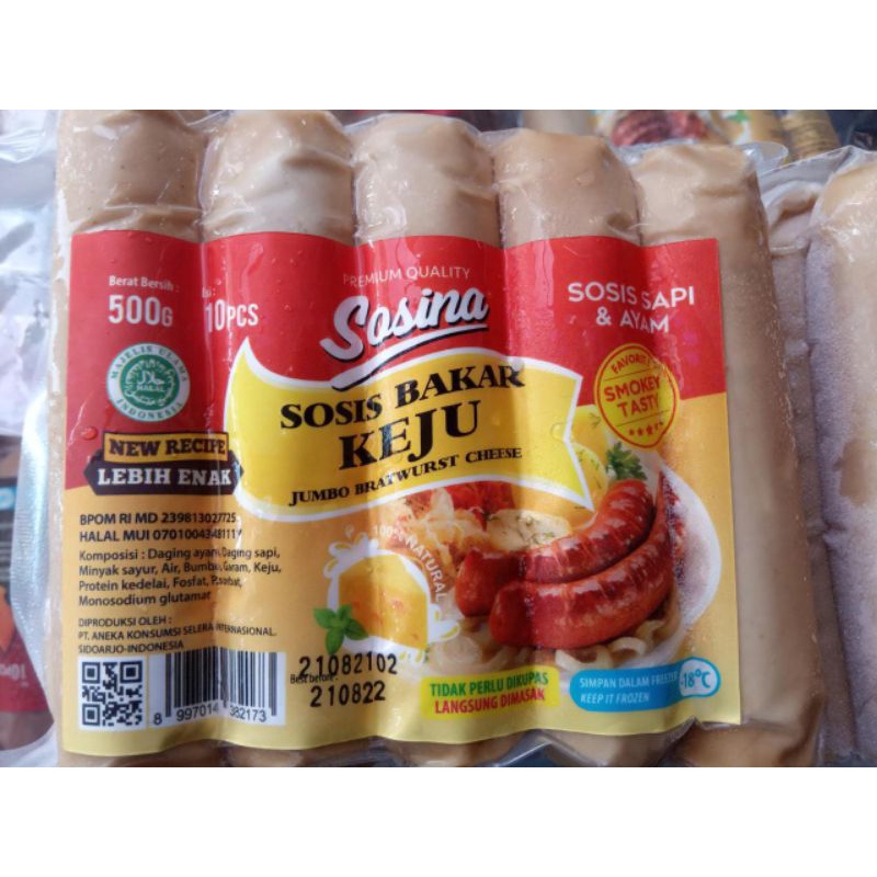 

Sosis Bakar Keju SOSINA 500gr isi 10