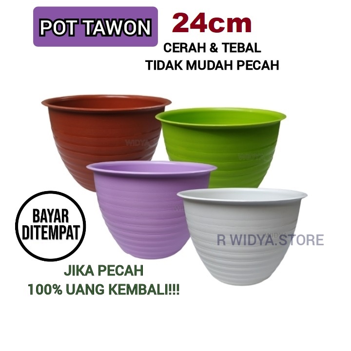 MDN Pot Bunga Ukuran 24cm pot bunga plastik besar pot tawon putih lusinan murah pot tanaman