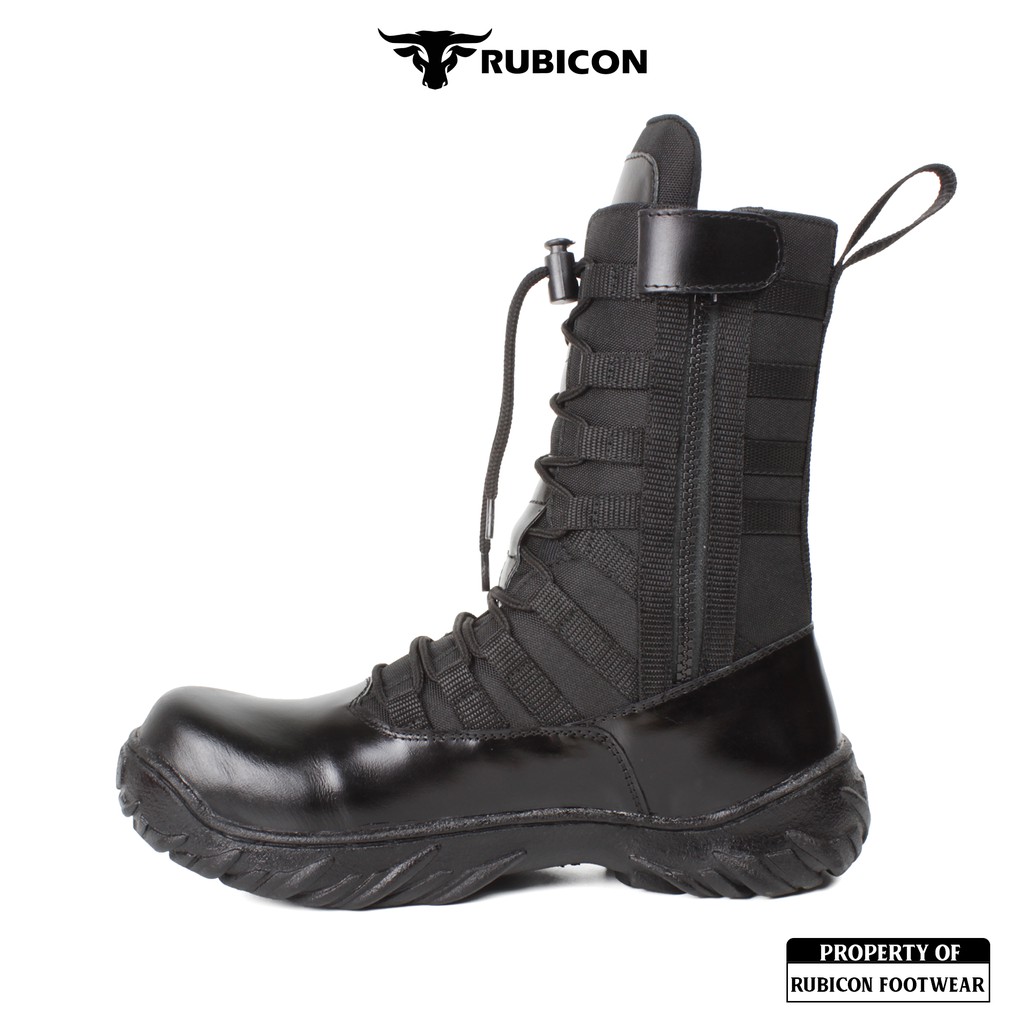 RUBTRACK - Sepatu Pdl Ninja Jaguar Bahan Kulit Asli Safety Ujung Besi Sepatu Pdl Polri Tni Kerja Touring Top Tactical Shoes