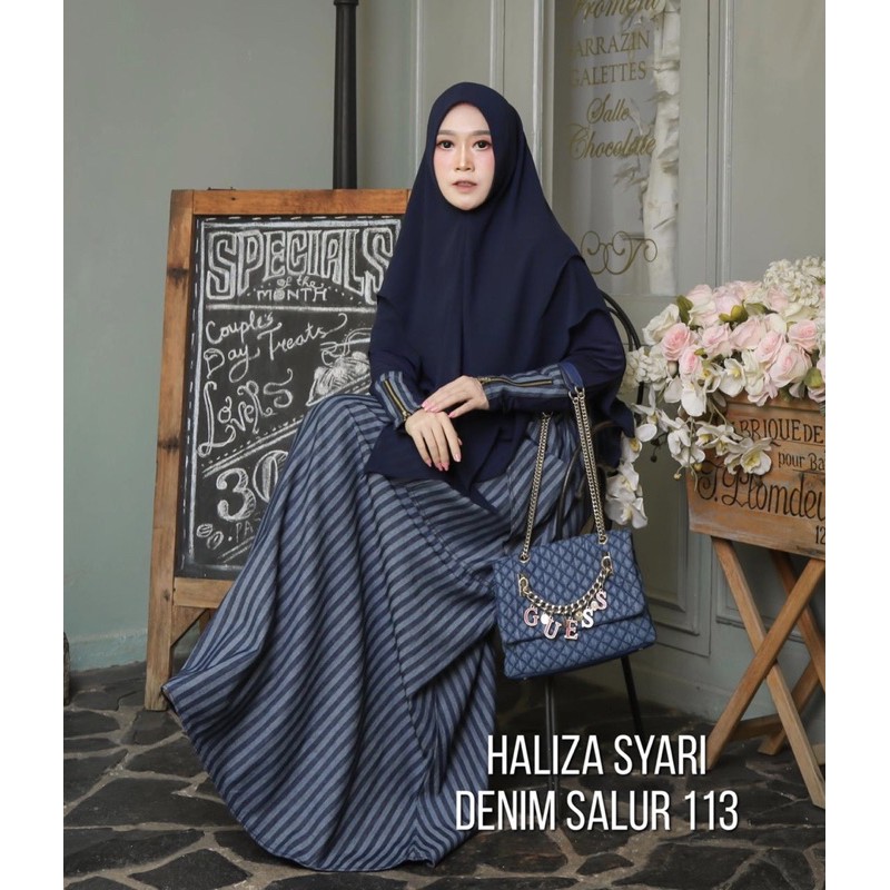 Haliza 113 denim salur (dress only) original by haliza syari