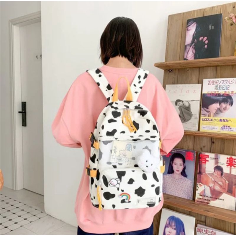 Tas Ransel motif sapi jaring terbaru/Tas ransel wanita