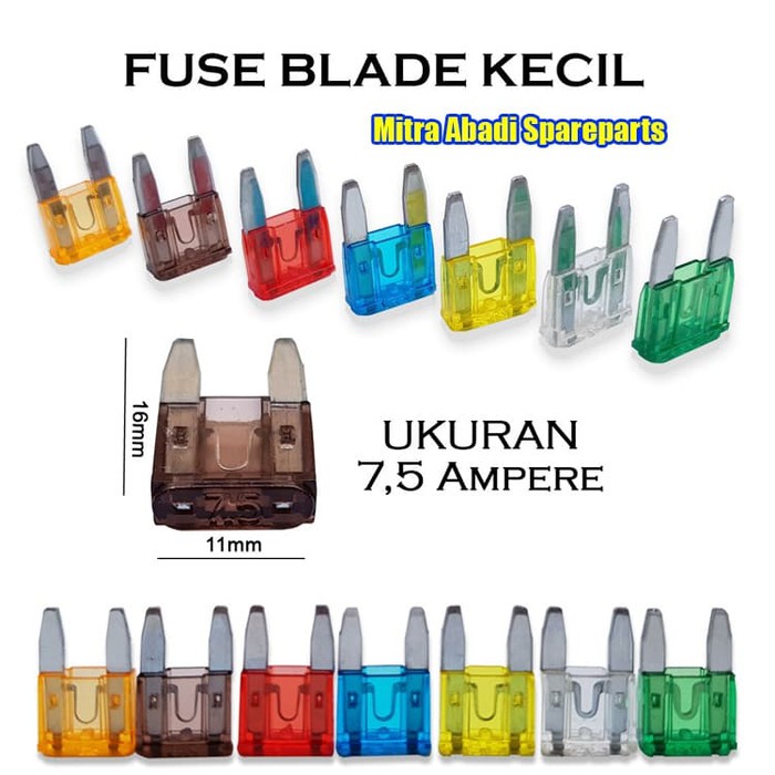 Fuse Blade Kecil/Sekring Tancap Motor ATC Mini 7.5A/7.5 Ampere 11mm