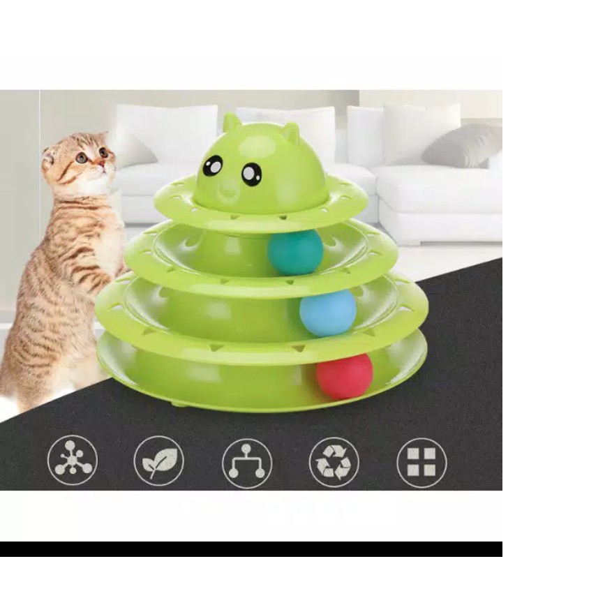 Mainan Kucing Tingkat Interaktif 3 Tingkat