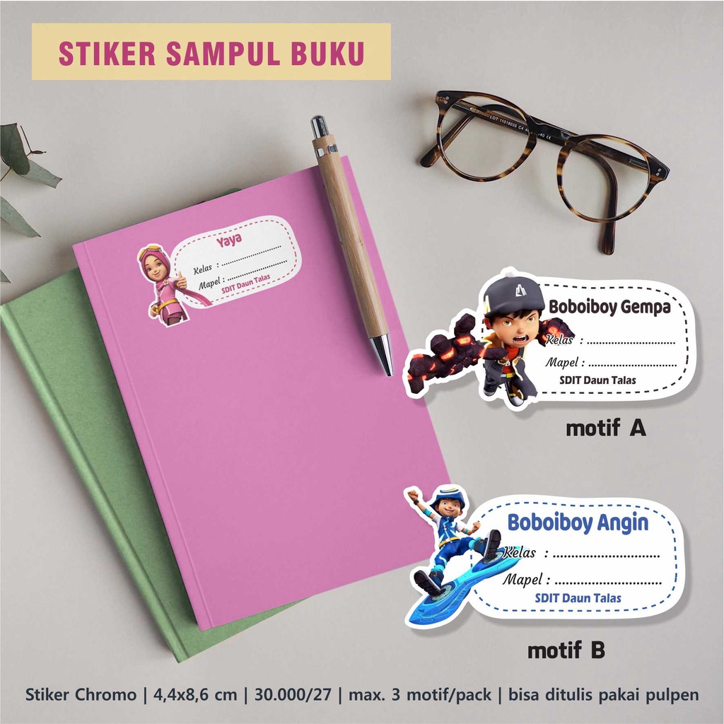 

Stiker nama sampul buku Tulis Tema Boboiboy Galaxy