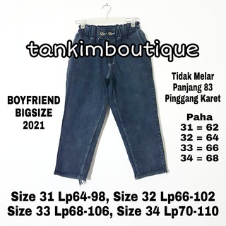  CELANA  BOYFRIEND JEANS  WANITA KARET BIGSIZE 2022  Shopee 