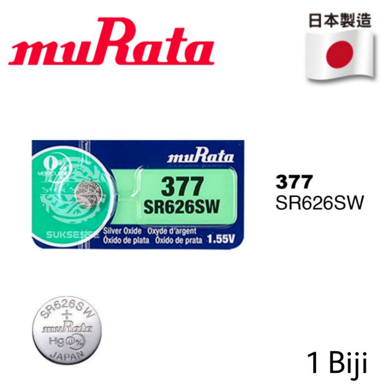 BATERAI JAM TANGAN MURATA SR626SW 377 / SONY MURATA ORIGINAL SR626SW 377 / BATERAI JAM TANGAN UKURAN 626 / BATERAI JAM TANGAN UKURAN 377 / SR626, SR626SW, SR66, 177, 376, 377, SG4, AG4, LR626, LR66, SR626W