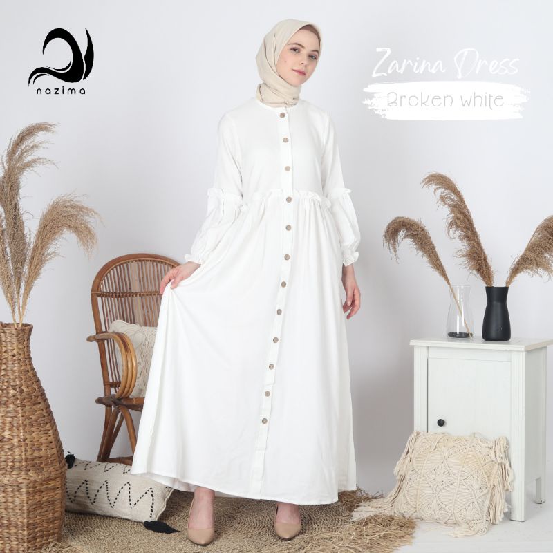 Nazima Gamis Dewasa Zarina Dress-Putih