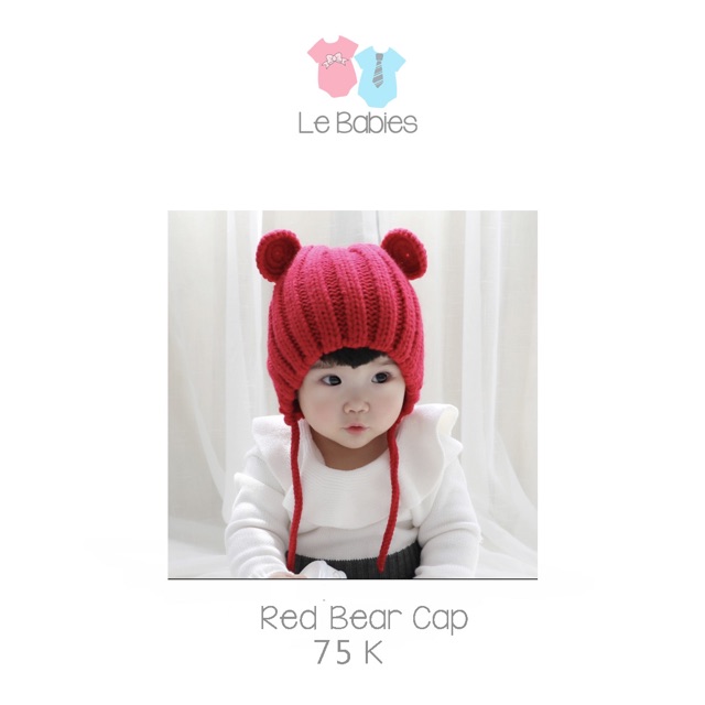 Bear cap in white choco black red ivory