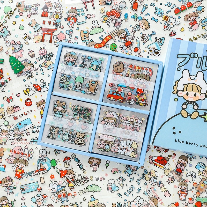 1 Lembar Stiker Aesthetic Tumblr Hp / Stiker Lucu Telado-BLUEBERRY PVC