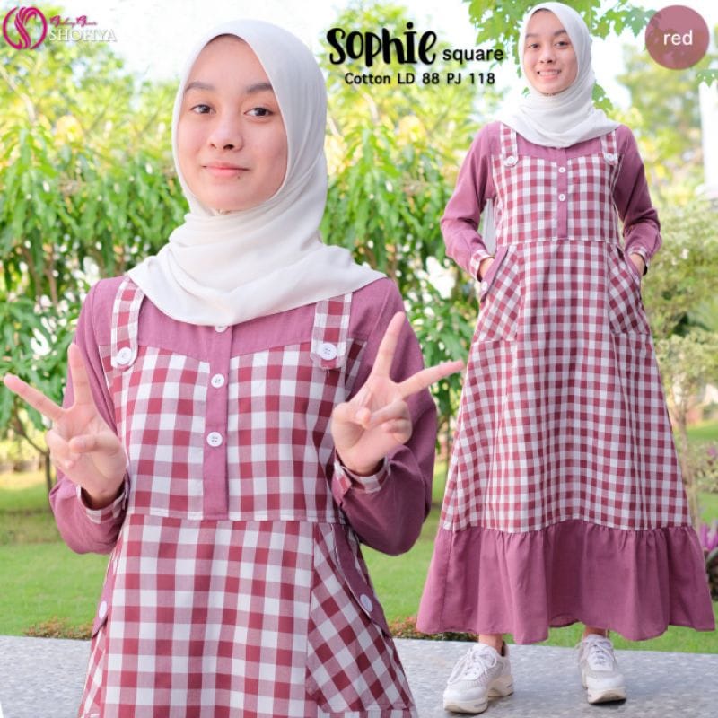 Gamis Remaja Sophie Kids Pakaian Anak Perempuan 9-12 Tahun Baju Muslim Anak Perempuan