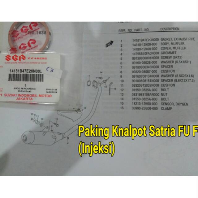Paking Leher knalpot Satria FU Fi