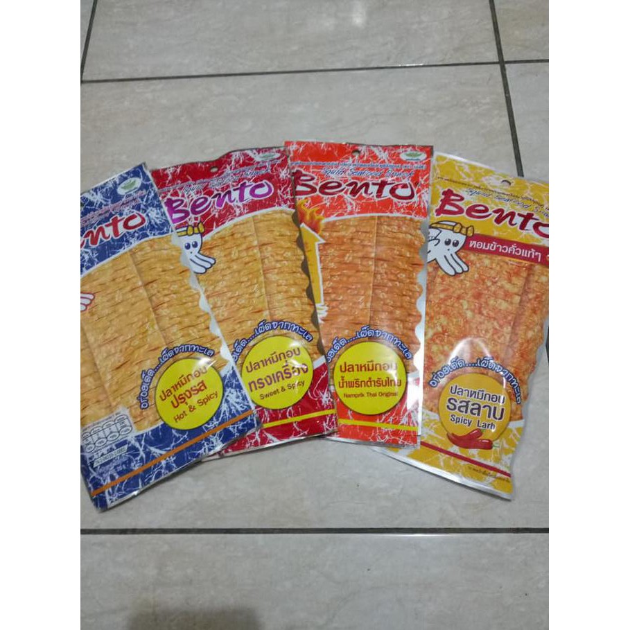 

Kualitas Terbaik - Bento Juhi Squid Seafood Snack Thailand 20 gr - kuning