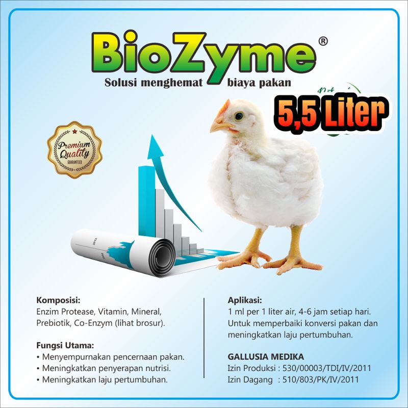 TERBARU TERBAIK 5,5 liter Penggemuk Ayam Broiler BIOZYME Pemacu Pertumbuhan Pengganti AGP