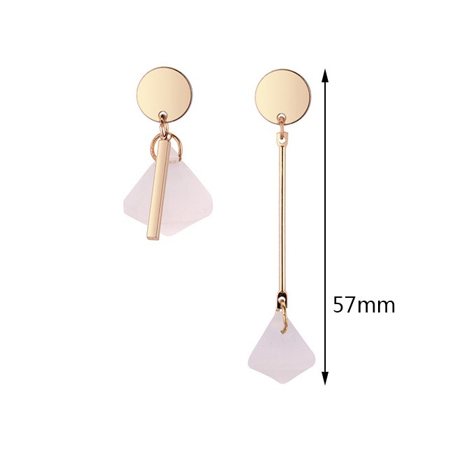 LRC Anting Tusuk Elegant Gold Color+white Geometric Shape Design