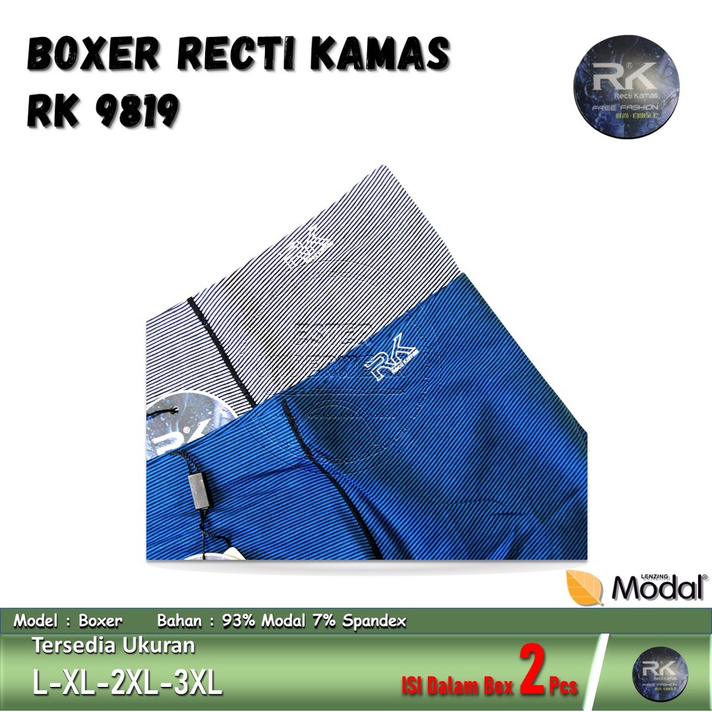 Celana Boxer Pria RECTI KAMAS RK 9819 ISI 2Pcs