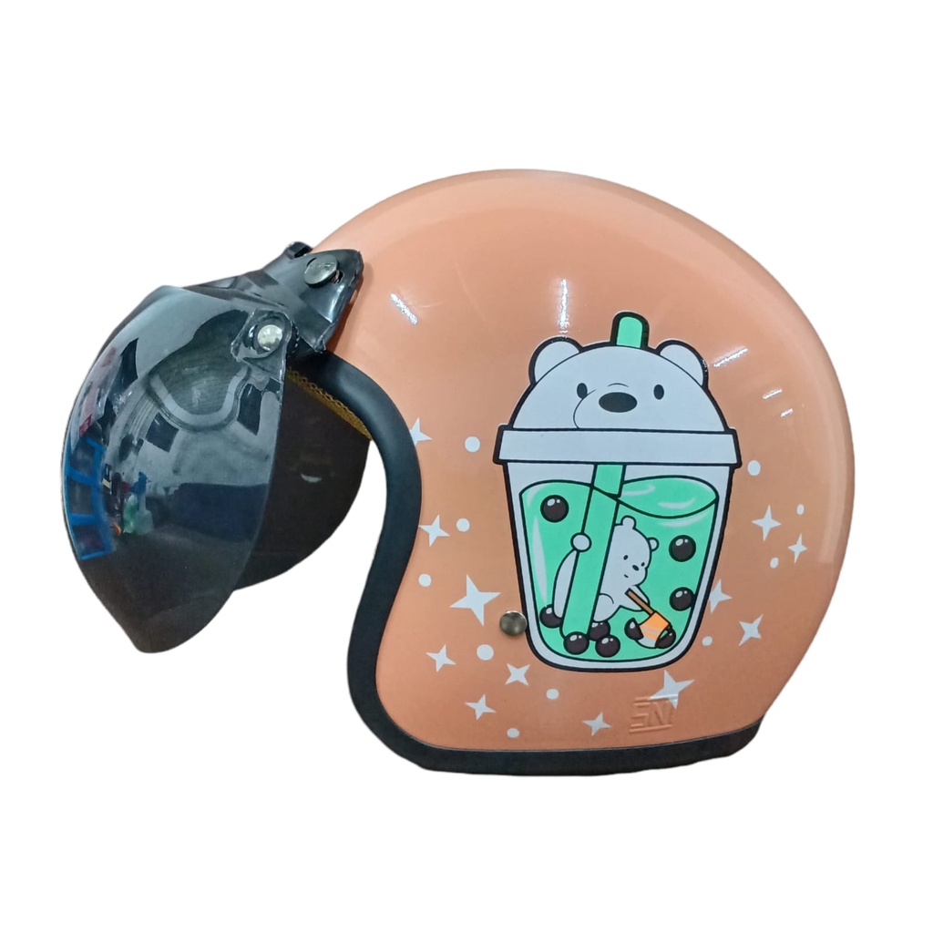 HELM BOGO BOBA SNI MILK CHOCOLATE MATCHA REMAJA DEWASA