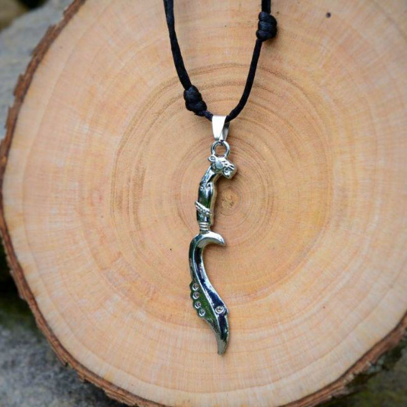 kalung Pria Tali Hitam Kujang Siliwangi