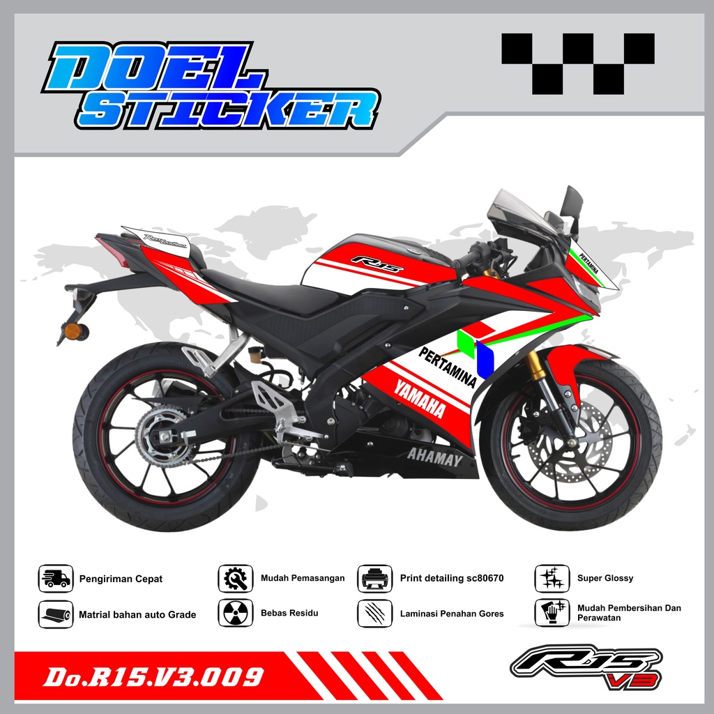 STICKER STRIPING R15 V3 - STICKER STRIPING SEMI FULL LIST VARIASI HOLOGRAM , CROME R15 V3 DOEL 009