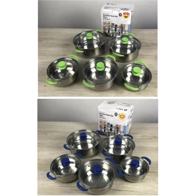 Panci set 10 Stainless Royal star HY006 Tutup kaca