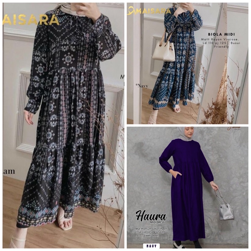 Midi Dress Busui Friendly / MIDI DRESS RAYON BUSUI MOTIF BUNGA / MIDI DRESS KATUN RAYON / MIDI DRESS
