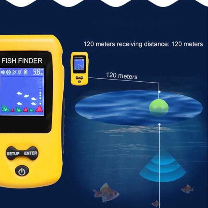 Diskon✔️Fish Finder Alat Pelacak Pendeteksi  Ikan Laut Portable Sonar  Range 100M Panjang Kabel 7 Me