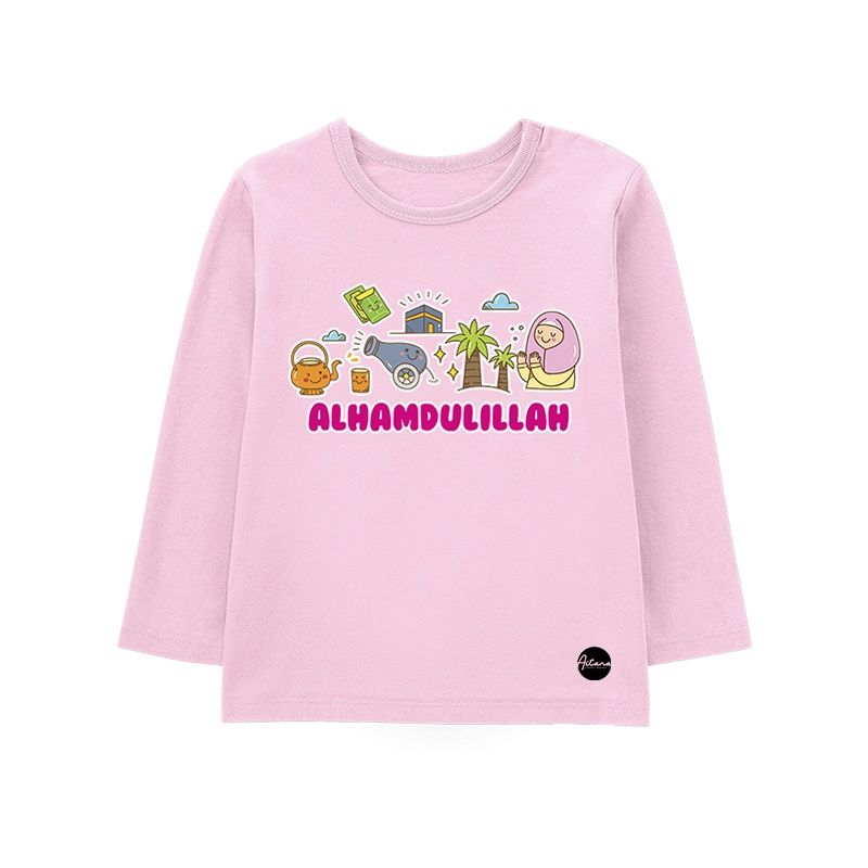 Aitana - Baju Kaos Muslim Lengan Panjang Tema Alhamdulillah Ready Bayi Anak Remaja Dewasa Bahan Katun Combed 30s