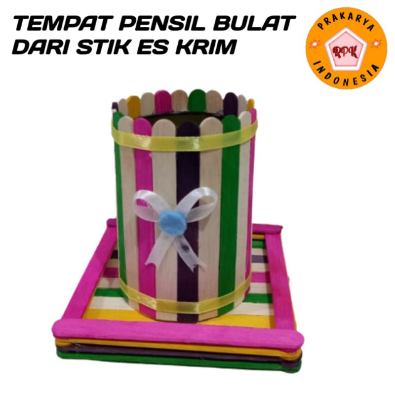 

Tempat pensil bulat stik es krim warna warni