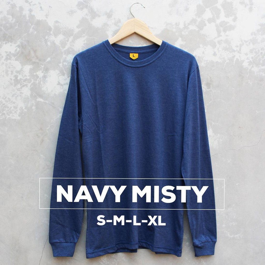 Kaos Polos Panjang Warna  Navy Misty buat Cowo/cewe