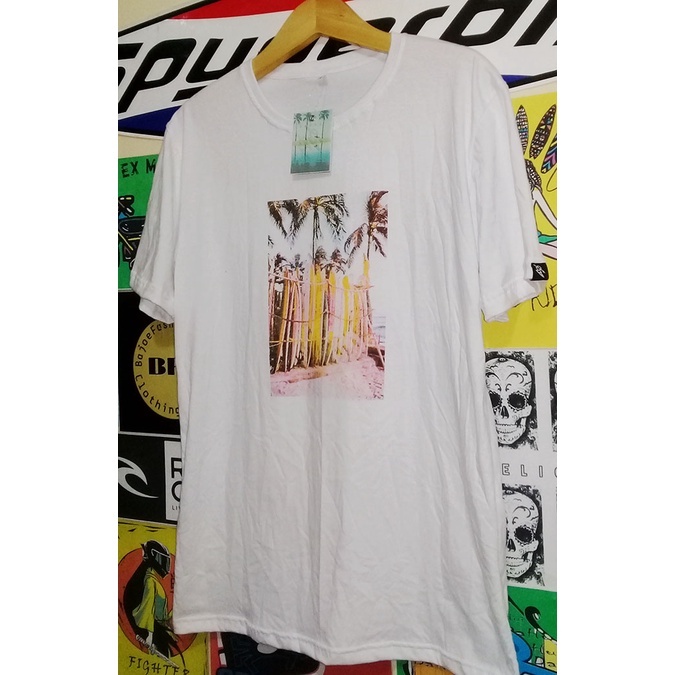 Kaos Pria T-shirt Custom dahui Aloha Hawai Warna Putih