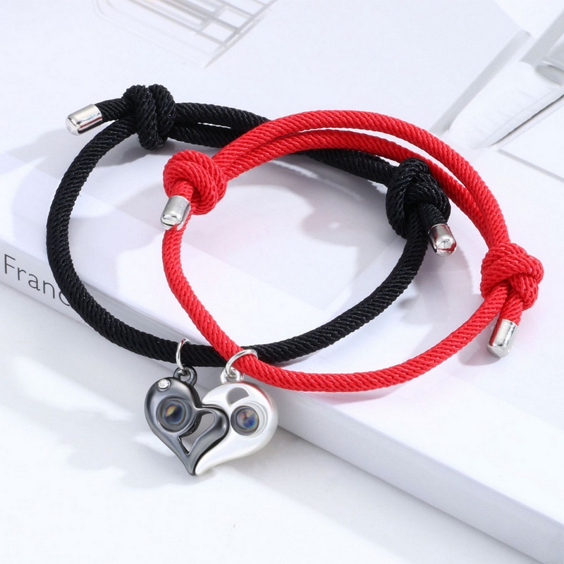 Set Gelang Tali Merah Dan Hitam Magnetik adjustable Untuk Pasangan