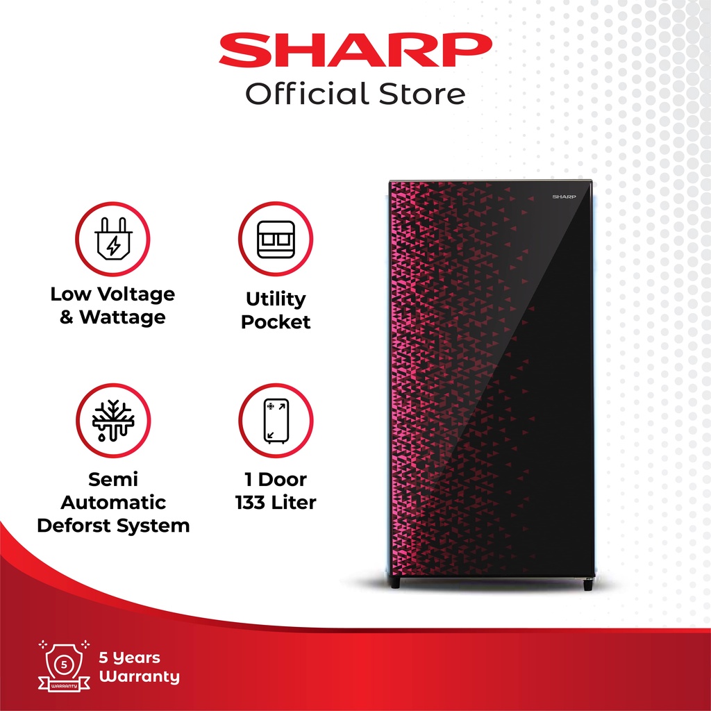 Sharp SJ-X165MG Kulkas Shine Magneglas Series Red