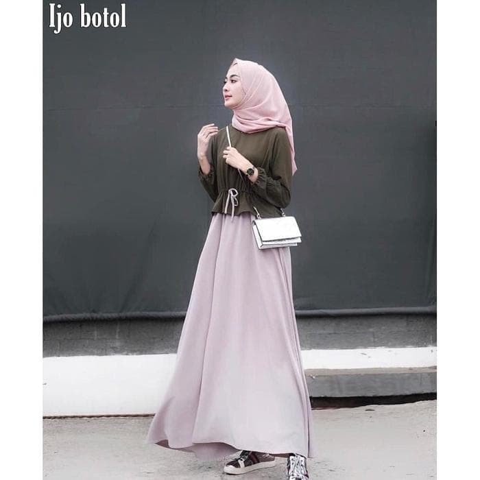 BINA DRESS Bahan Mosscrepe Pakaina Wanita Gamis Panjang Terusan Gamis Wanita Dress Mulim Terbaru