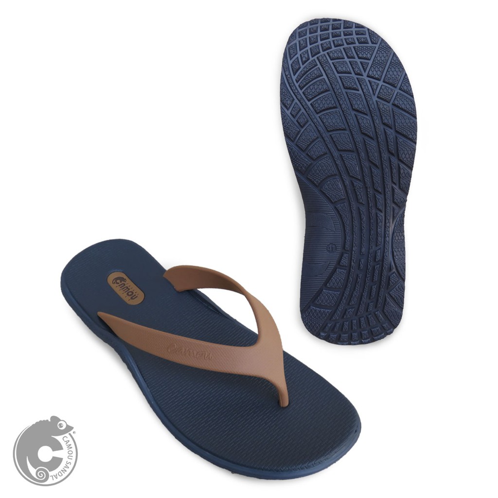 CAMOU - Scott Ocean - Sandal Jepit Pria Comfort Casual Biru Navy Coklat Mens Fashion Rubber Sole