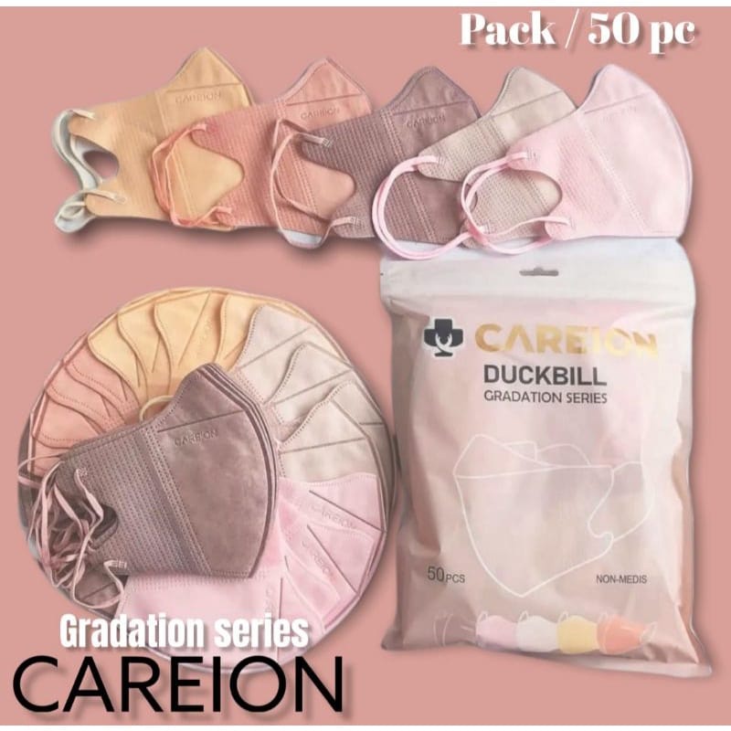 Masker Duckbill 3ply Careion Gradasi Gradation Series Embos Isi 50 50pcs Warna Colour Pastel Pouch