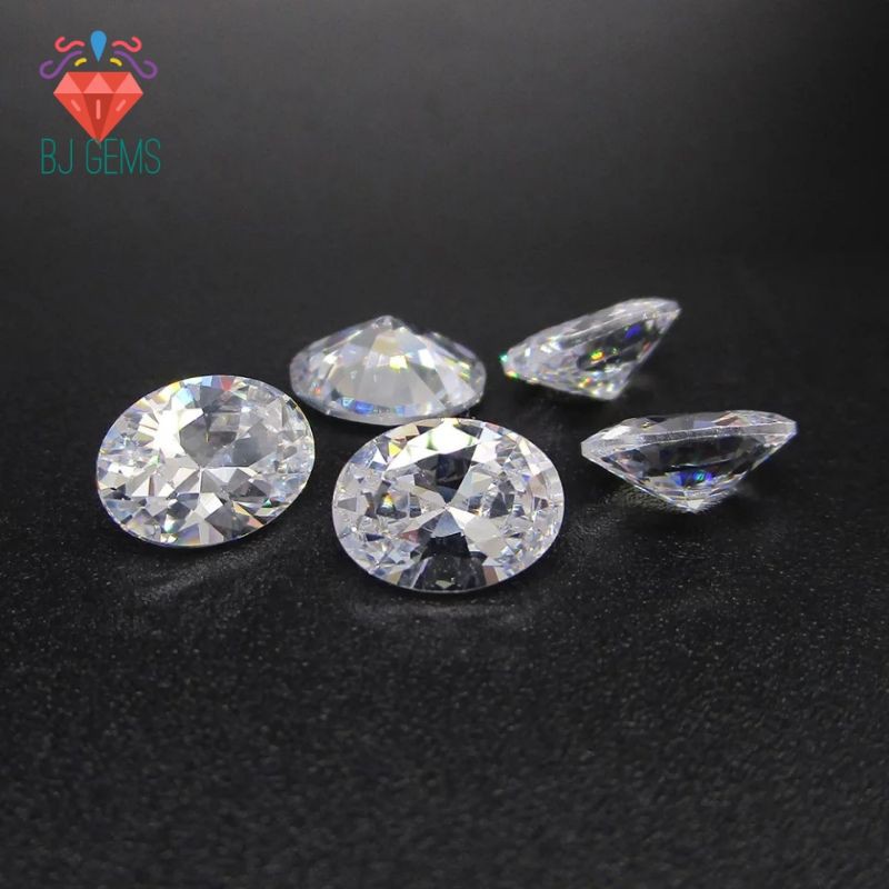 Permata Oval Cut Cubic Zirconia Diamond White 8 - 10 MM A5 Quality