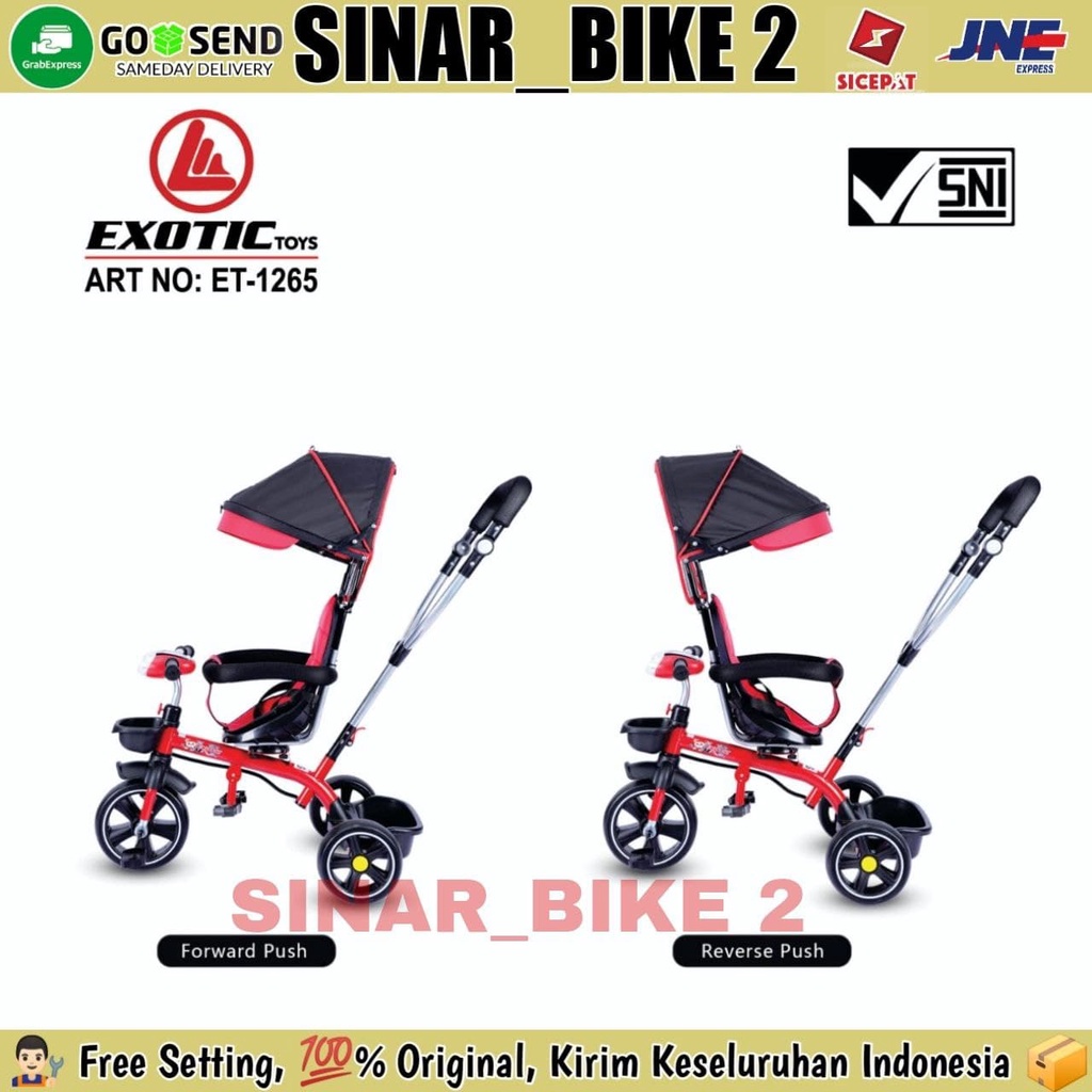 Sepeda Roda Tiga  Exotic ET-1265 Tricycle Stroller Anak Kursi Putar