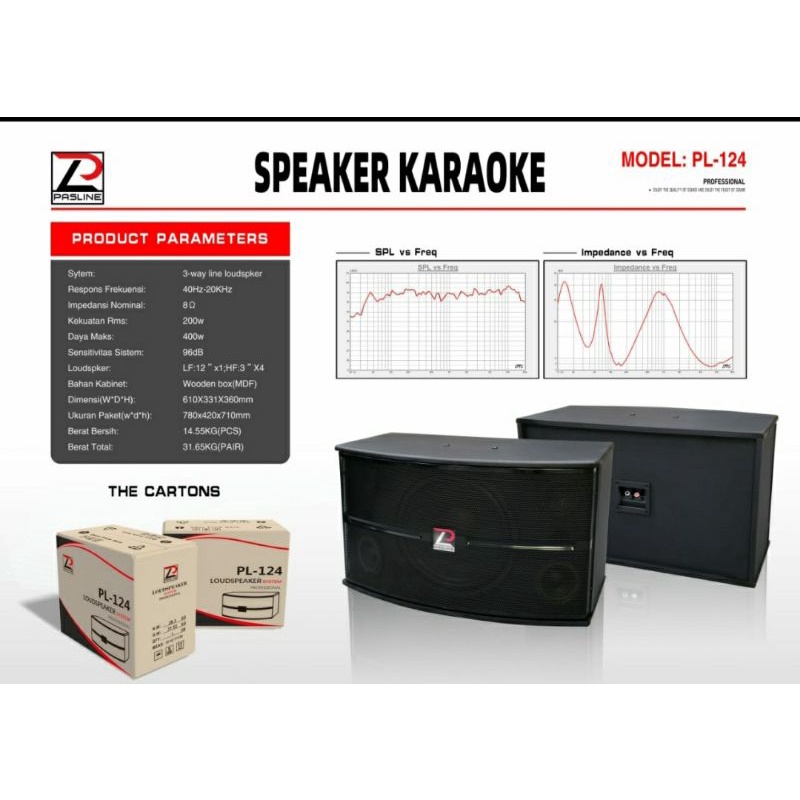 Speaker Karoeke Pasline PL124/PL124 Original Pasline Speaker Vocal