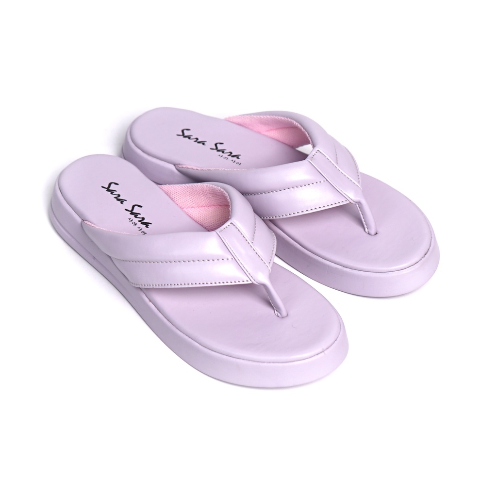 SARASARA YUK - Sandal Wanita Jepit Wedges Casual SARA SARA NORA Sendal Japit Cewek Platform Empuk Ringan Capit Tinggi 3cm  Size 36 37 38 39 40 Untuk Rumahan Warna Lilac Ungu Soft Santai Premium Kekinian Terbaru Shoes Ori Original Mall Official Store