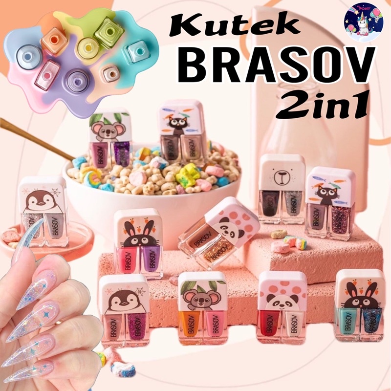 Brasov 2 in 1 nail polish / cat kuku / kutek / kutek murah