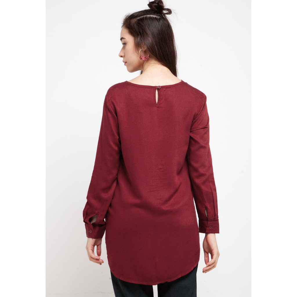 Rodeo - Blouse Wanita - Vada Top - Maroon-1