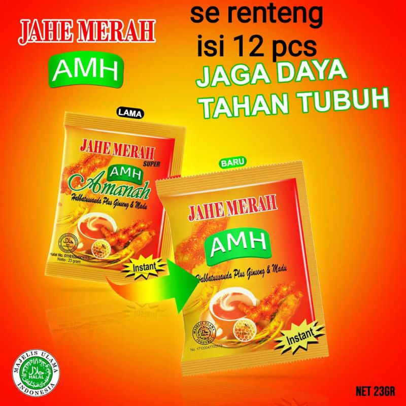 

Jahe Merah Amanah / AMH 1 Renceng Isi 12 Sachet