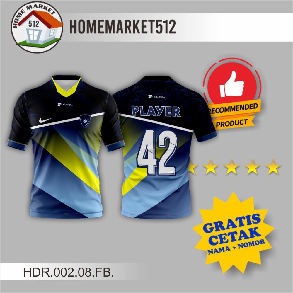 Baju Jersey Bola HDR.002.08.FB Kaos Jersey Dewasa Printing Premium |HOMEMARKET512