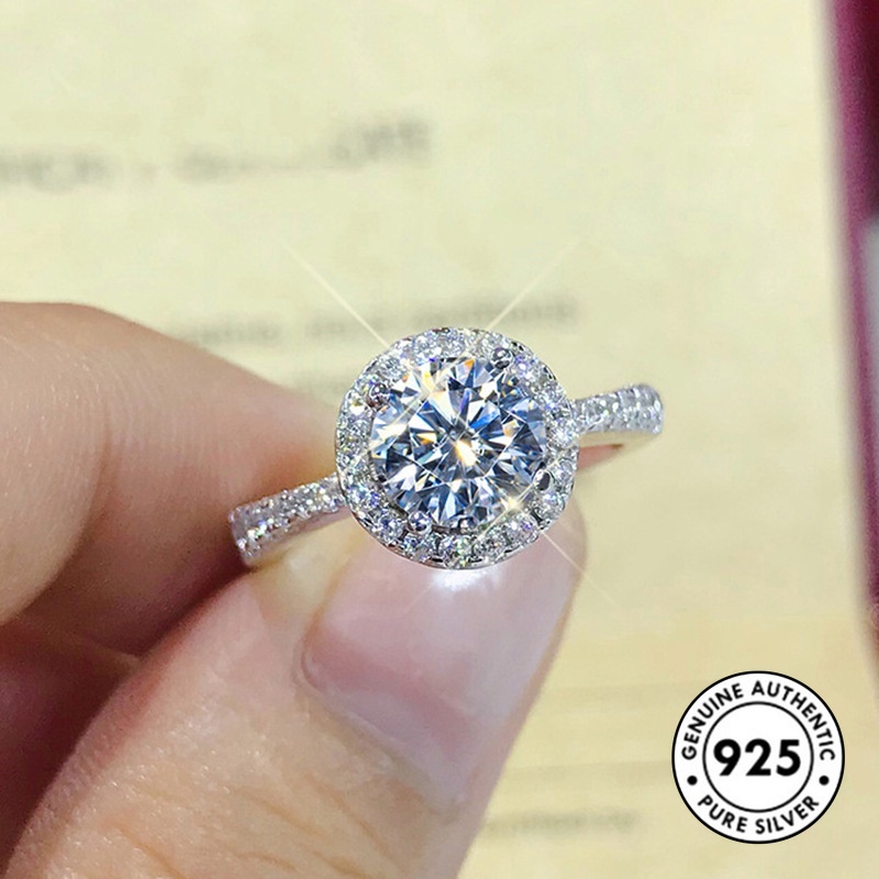 Cincin Berlian Bahan S925 Silver Untuk Wanita