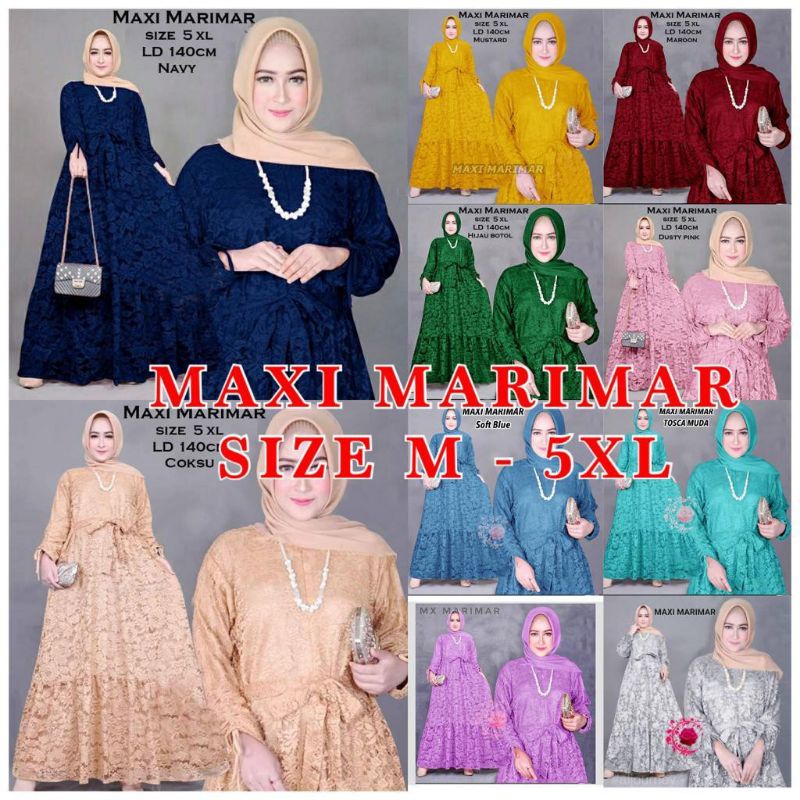 Dress Brukat Import Premium Tebal XL- XXL Terbaru Gamis Brokat Tulang Gliter Import Lapis Furing HQ 