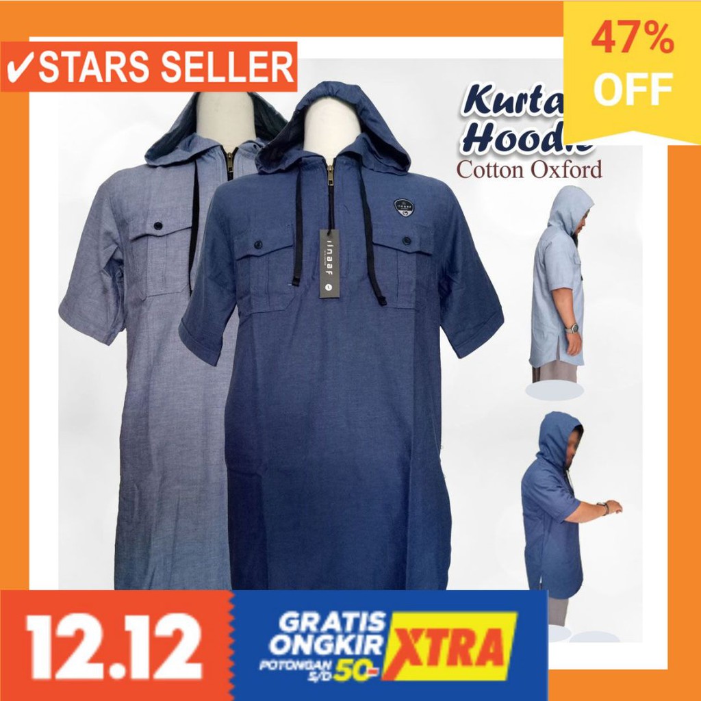 PAKAIAN MUSLIM TERBAIK PALING ANAK ORANG TUA PINK MURAH / KURTA HOODIE KATUN ILNAAF - TERBBAIK